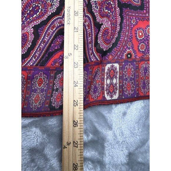 INC Top Womens 8 Kimono Tie Waist Pink Red Paisley Semi Sheer Ruched Back Boho - Picture 8 of 8